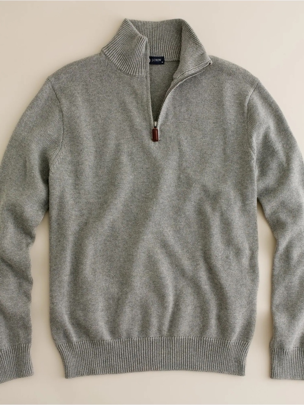 J. Crew Cashmere Men's Gray Half-Zip Sweater